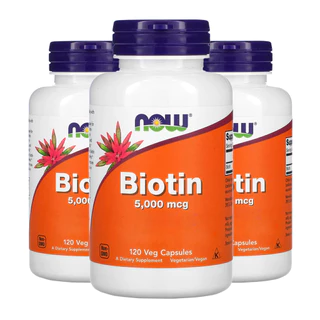 Kit 3x Biotina 5000mcg Now Foods 120Veg Caps/Made in Usa