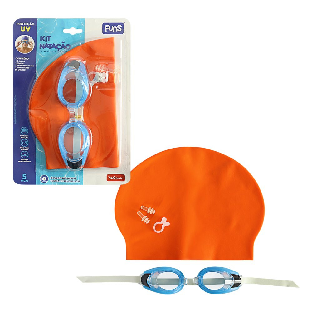 Kit De Natação Óculos Touca Protetor De Ouvido E Nariz Toca Infantil ...