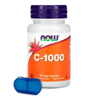Vitamina C-1000 Now Foods 30 Veg Cápsulas Importado + Porta Cápsulas