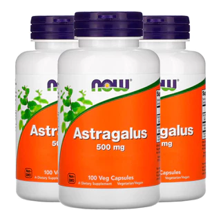 Kit 3x Astragalus 500mg Now Foods 100 Veg Cápsulas /Made in Usa
