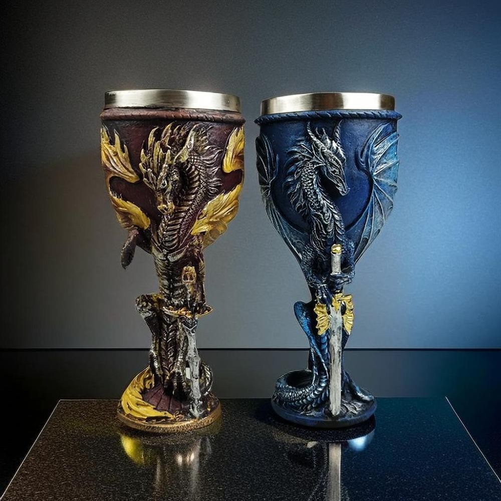 Copo De Vinho GIOVANNI Viking , Taça De Dragão De Aço