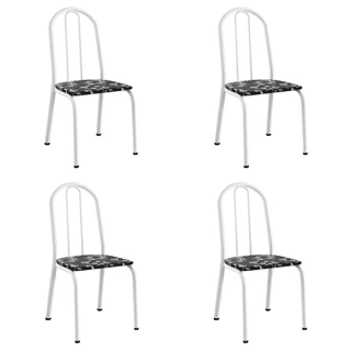 Conjunto Com 4 Cadeiras Tubular Diva Branco/Floral Artefamol