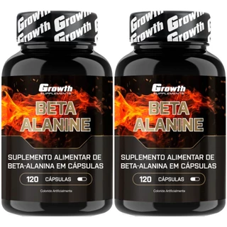 Kit 2un Beta Alanina Pura - Pote 120 Cápsulas (Cada) - Growth Supplements