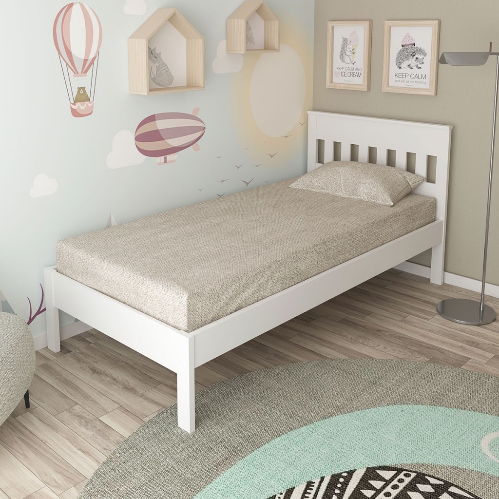 Cama de Solteiro Branco Cm8006 - Tecno Mobili