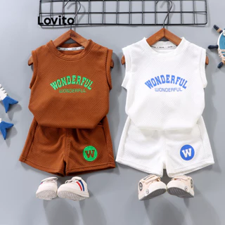 Lovito Conjuntos de shorts esportivos com estampa lisa para meninos LNA82030