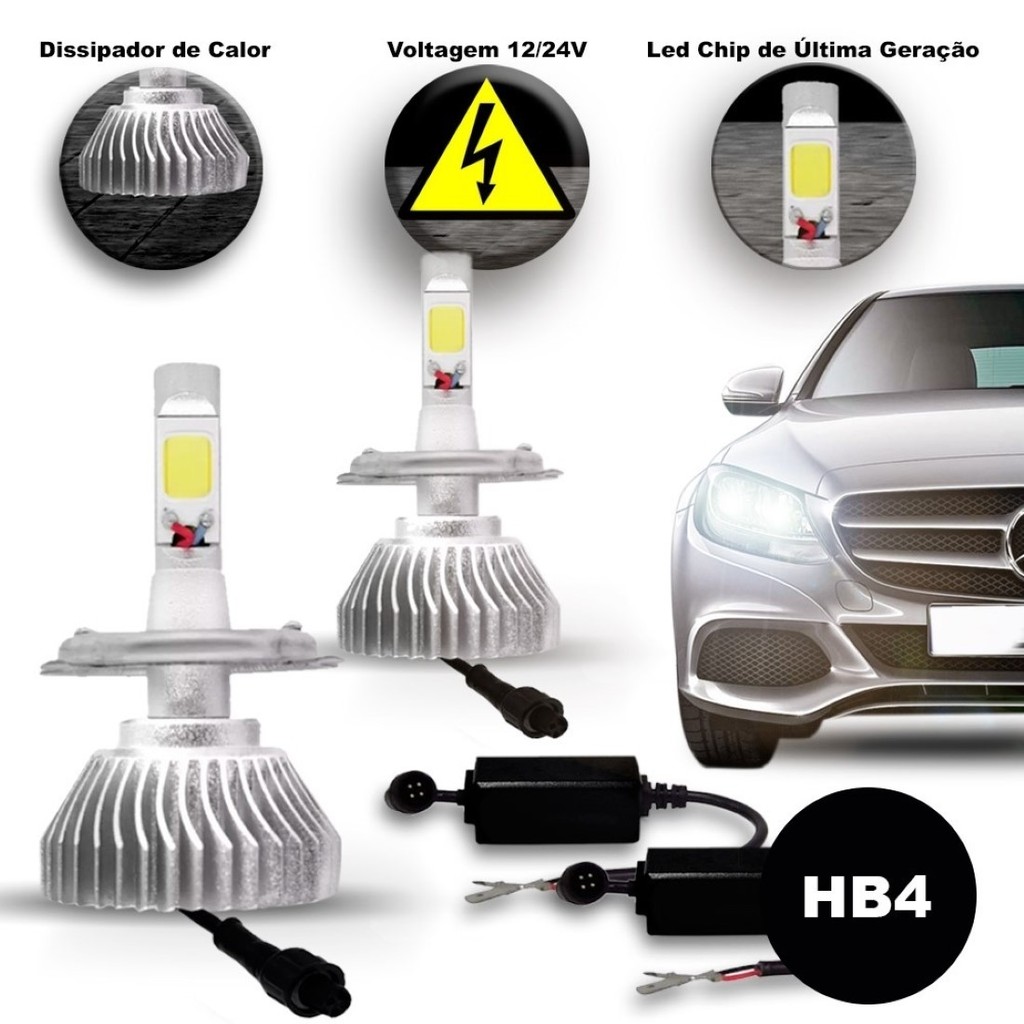 Kit Lampada Led Automotiva 3000 Lumens 6000k Encaixe H3 | Shopee Brasil