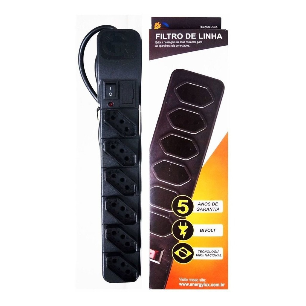 Filtro De Linha Régua Para 6 Tomadas Pc, Notebook, Fonte