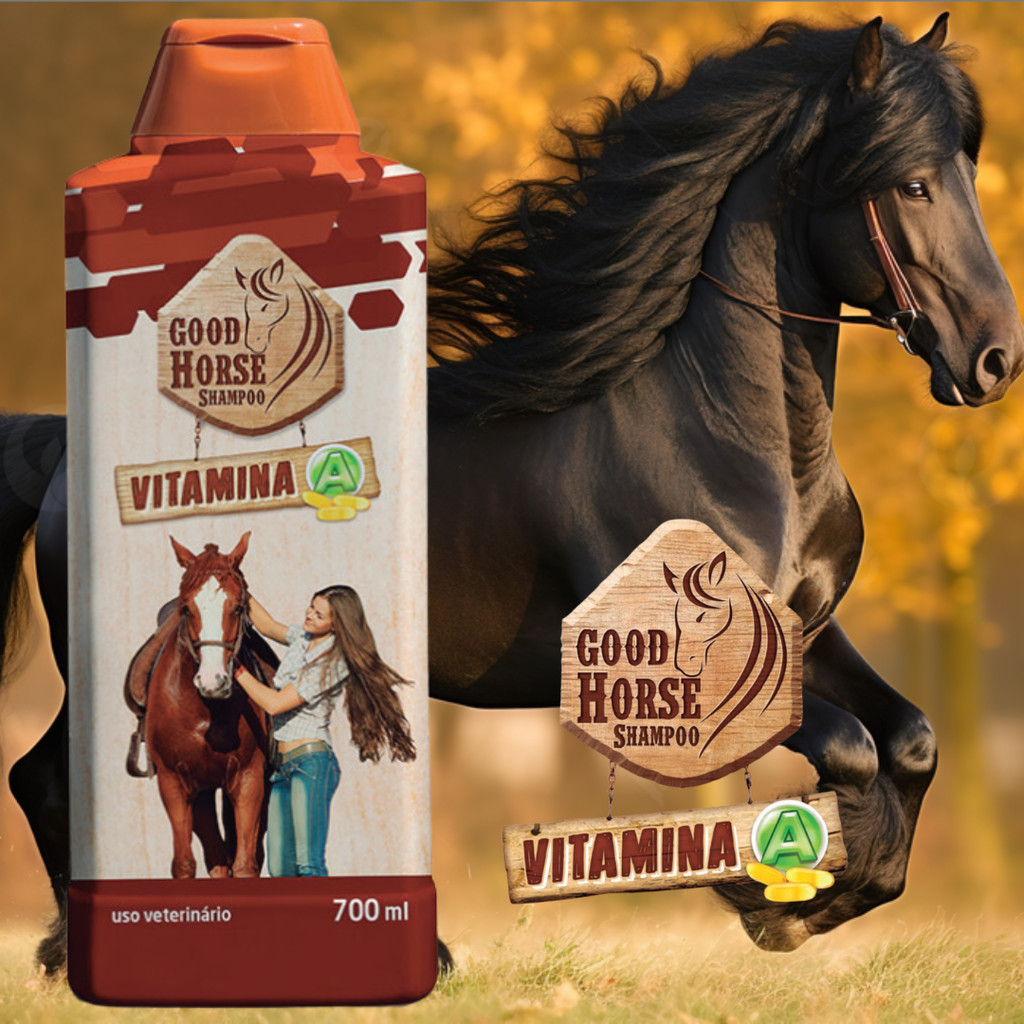 2 Shampoos Cavalo Good Horse Vitamina A Crescer Cabelo Brilho Maciez ...