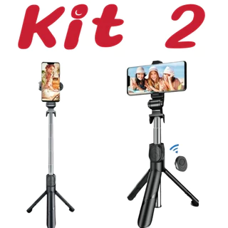 Kit 2 Bastão Pau de Selfie Retrátil Bluetooth suport tripé para celular com controle alex Store