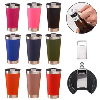Kit 5/10 Copo Térmico 473ml Com Tampa e Abridor Copo Inox Atacado Carnaval-LEGAL