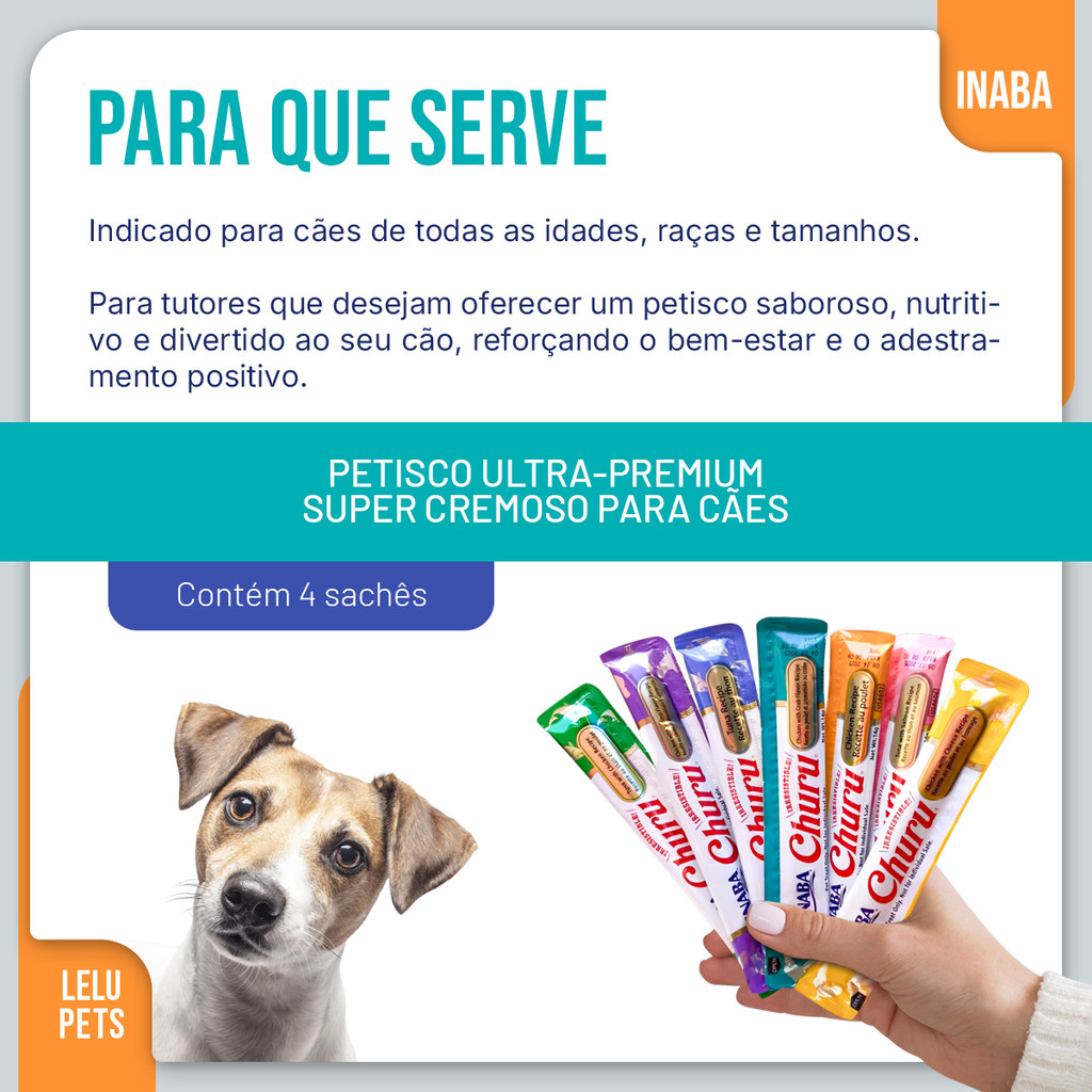 Inaba Churu Dog - Petisco Cremoso Premium para Cães - Detalhe Textura e Uso - Produto Premium Pet Caprioli Shop