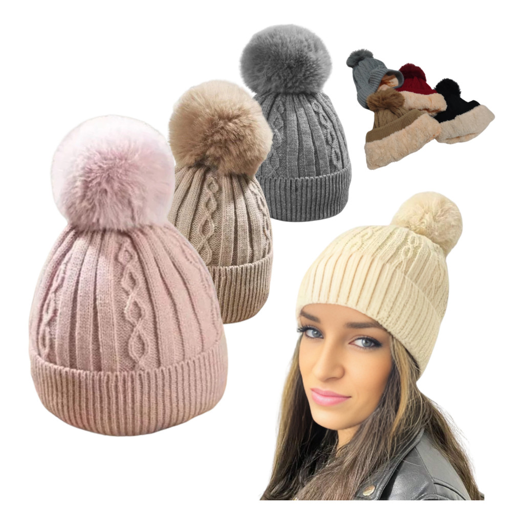 Gorro Touca Feminina De Frio De Lã Forrada Adulto | Shopee Brasil