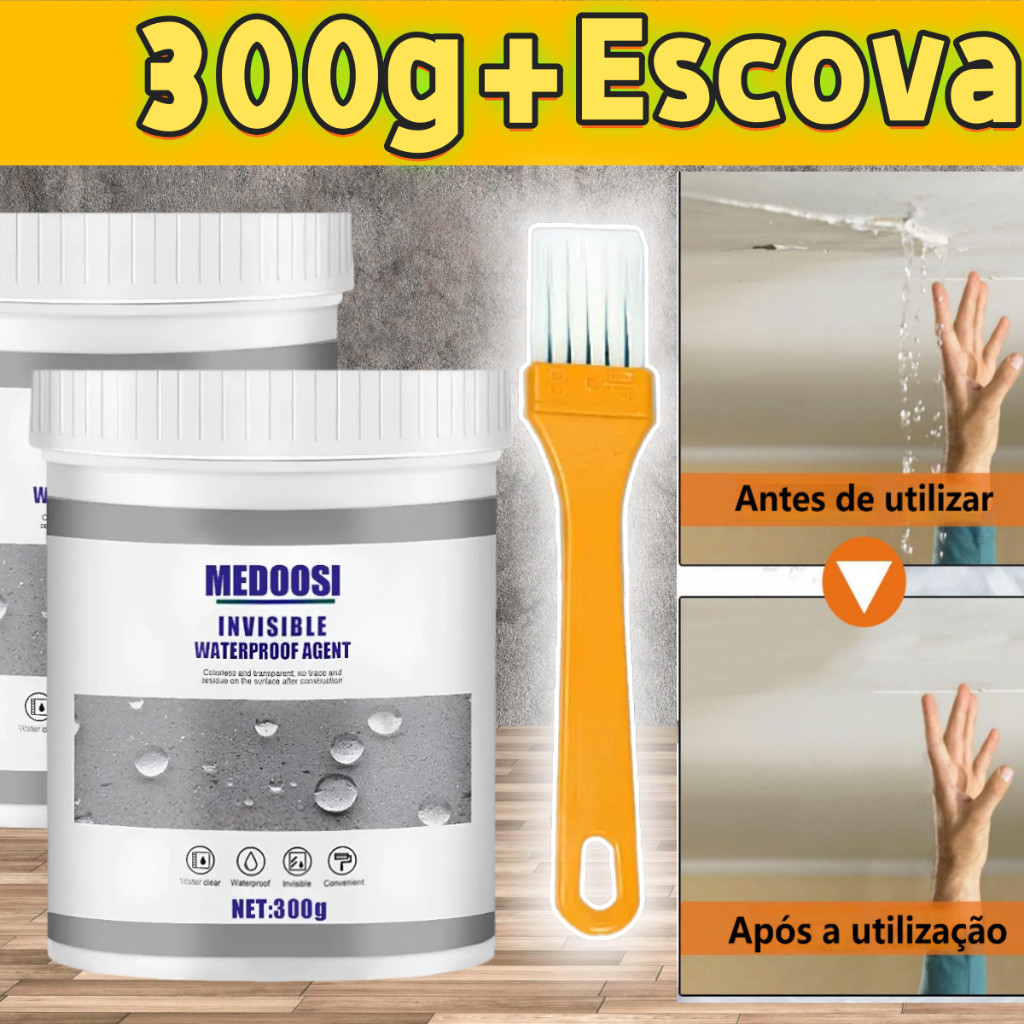 MEDOOSI 300g+escova Impermeabilizante de infiltração Invisível parede ...