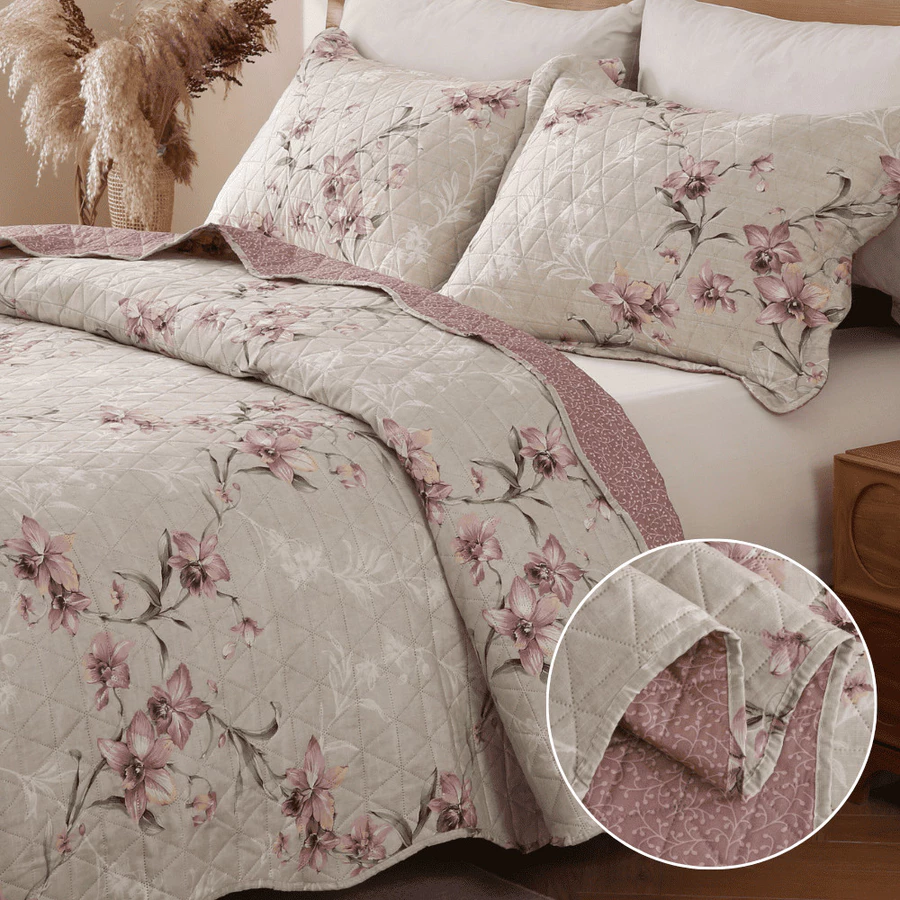 Kit Colcha Cobre Leito 300 Fios 3 Peças Itália Dupla Face Porta Travesseiro Aba Americana King Queen Casal Solteiro