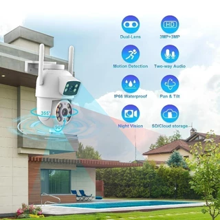 Câmera Dome IP Wireless PTZ de Dupla Lente, Detecção de Humanos com IA, Segurança Residencial