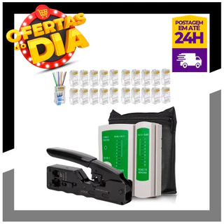 Kit Crimpar Alicate Ezcrimp Cat6 + 20 Conector Rj45 + Testador de cabo