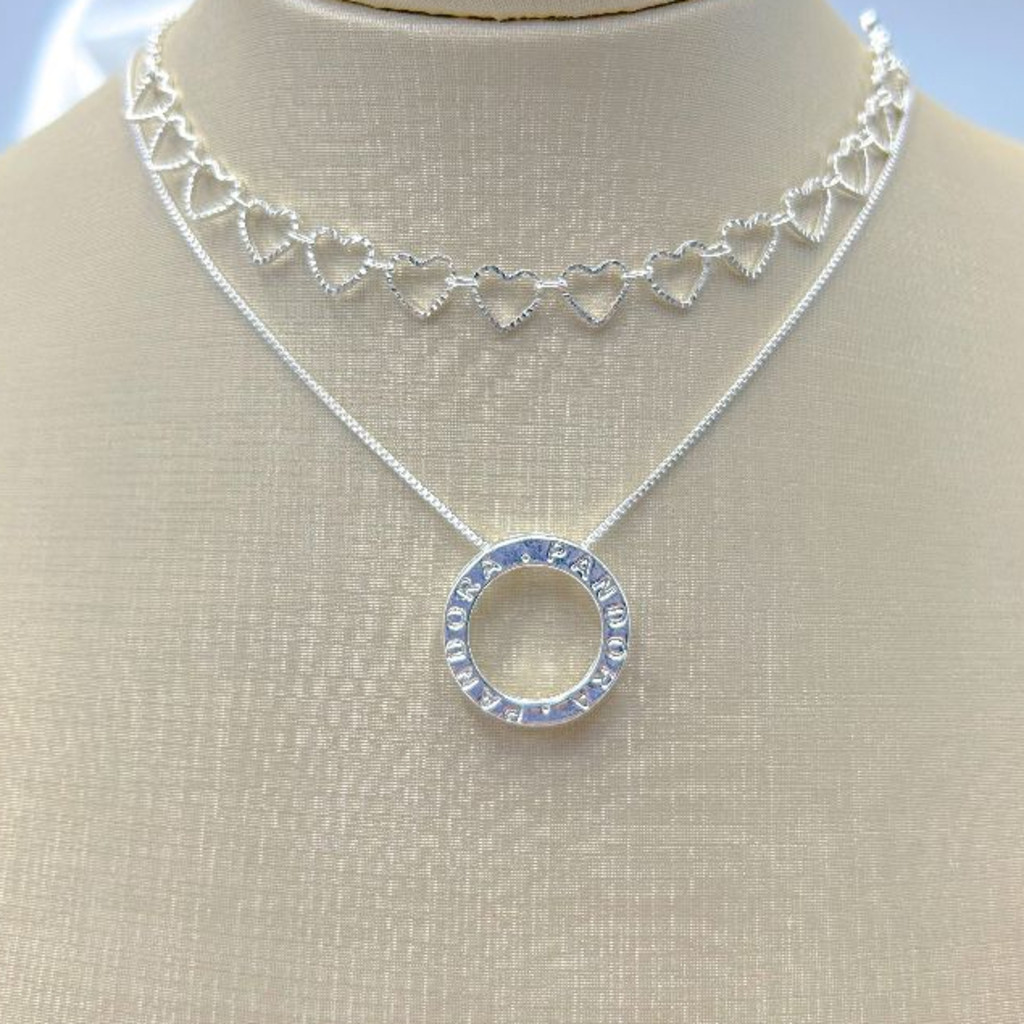 KIT 2 Choker Colar a Elo de Coraçã + Colar Pandora a Prata 925 | Shopee ...
