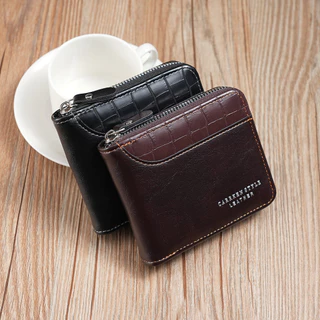 Novo Estilo Carteira de Couro Padrão Padrão Padrão de Pedra para Homens Carteira Multifuncional de Couro Carteira Multifuncional de Moedas Bolsa Multi-Cartão Bolsa de Identidade com Zíper Lateral