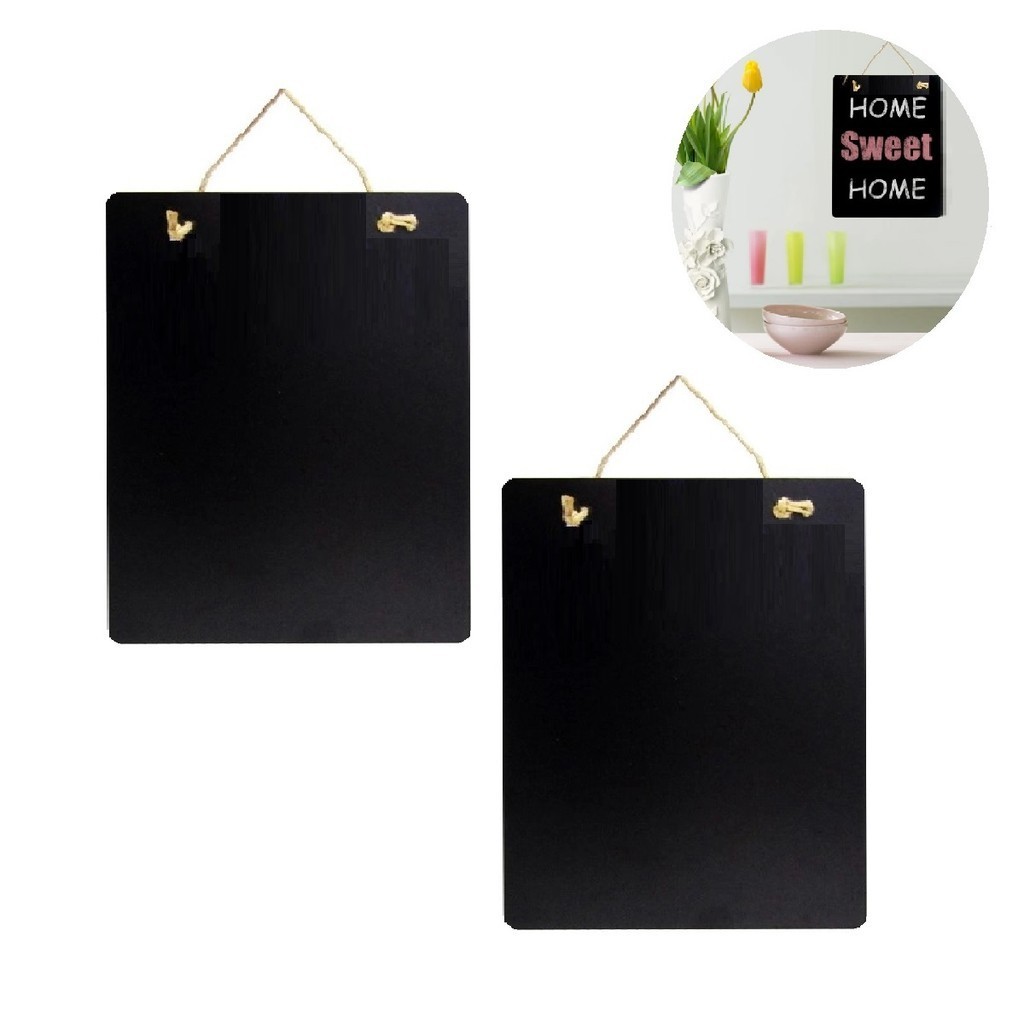 2 Quadros Lousa em Madeira Porta Recados Decoração 30x27cm