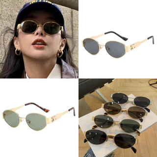 Pequena Sombra Oval Festa Moldura Metálica Óculos De Sol Para Estética Feminina Designer De Marca Neutra De Verão UV400