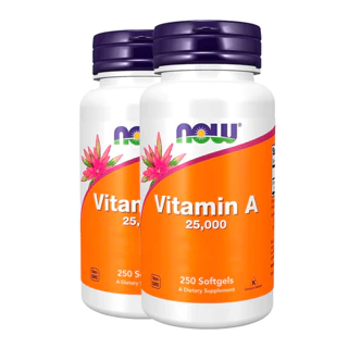 Kit 2x Vitamina A 25.000UI Now Foods 250 Cáps Softgels Importado/Made in Usa