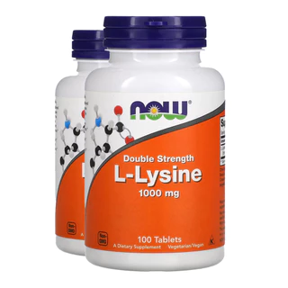 Kit 2x L Lisina Dupla Força 1000mg Now Foods 100 Tabs Importado/Made in Usa