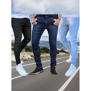 Kit 3 Jeans Masculino Zíper Lycra Jeans Stretch Fabricantes Preços Especiais Venda Direta em Oferta na Shopee