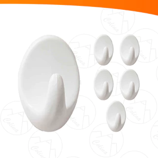 Kit 6 Ganchos Adesivo Plástico Parede Toalha Cozinha Banheiro