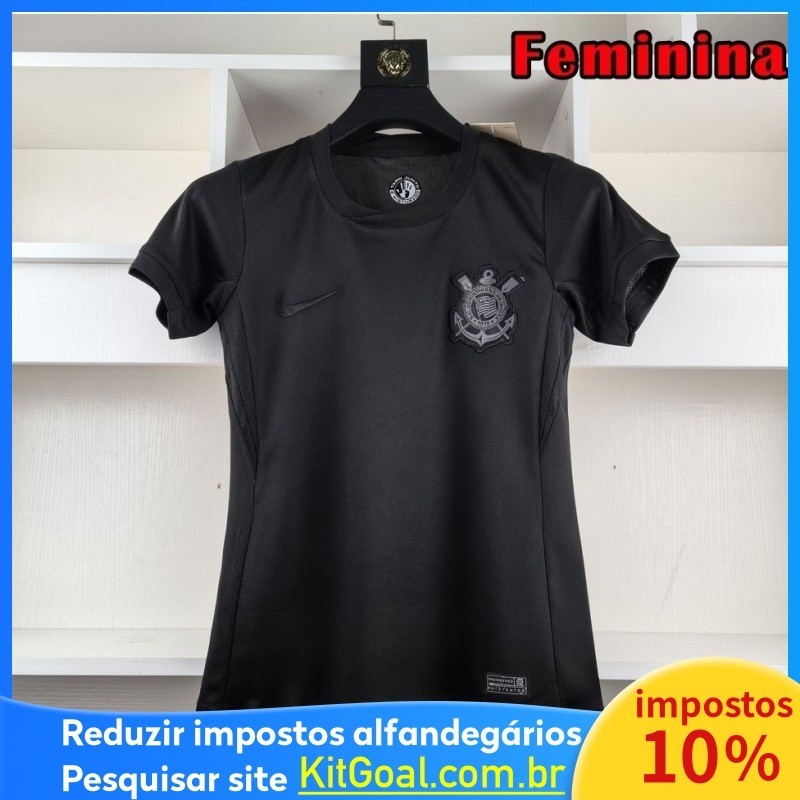 24-25 preto longe camisa de futebol das mulheres LPST