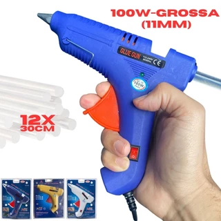 Pistola de Cola Quente Profissional Grande 100W + 12 Bastões Botão LIGA/DESLIGA Bivolt 110-220V