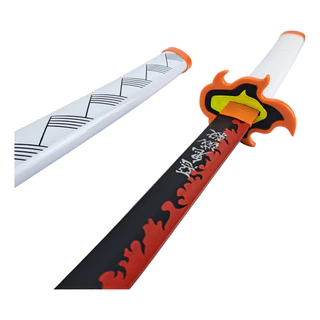 Katana Demon Slayer Kyojuro Rengoku Lâmina Bambu Cosplay