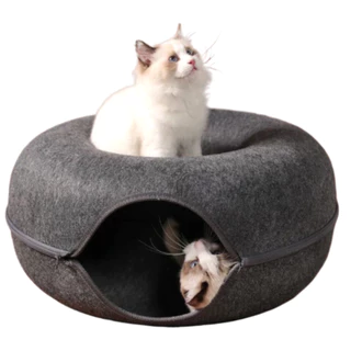 Cama Casinha Túnel de Feltro 50 x 50 Rosquinha Toca para Gatos Cães