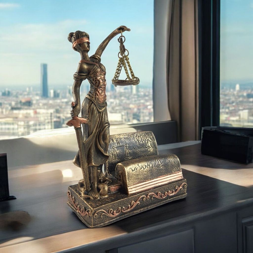 Themis Deusa Da Justiça Estatua Porta Cartão Resina Escritorio Advogados