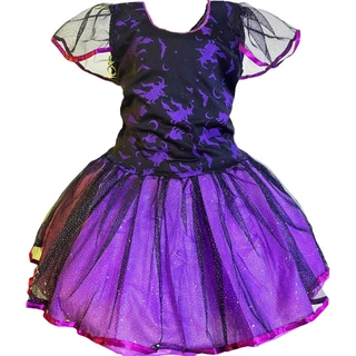 Fantasia de Bruxa Menina Infantil Fantasia Bruxinha Roxa Brilho Criança Halloween Carnaval Aniversário