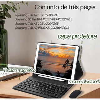 capa para tablet com teclado e mouse Samsung Tab Tab A7/S6 lite/a8/a9 plus【Conjunto de três peças】
