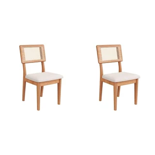 Conjunto com 2 Cadeiras Penny Algodão Cesare Claro e Freijó