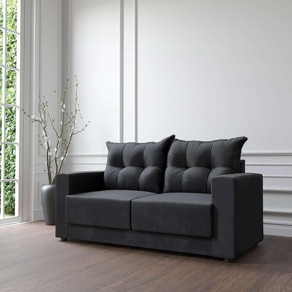 Sofá 2 Lugares Lubeck Suede Grafite 140 cm