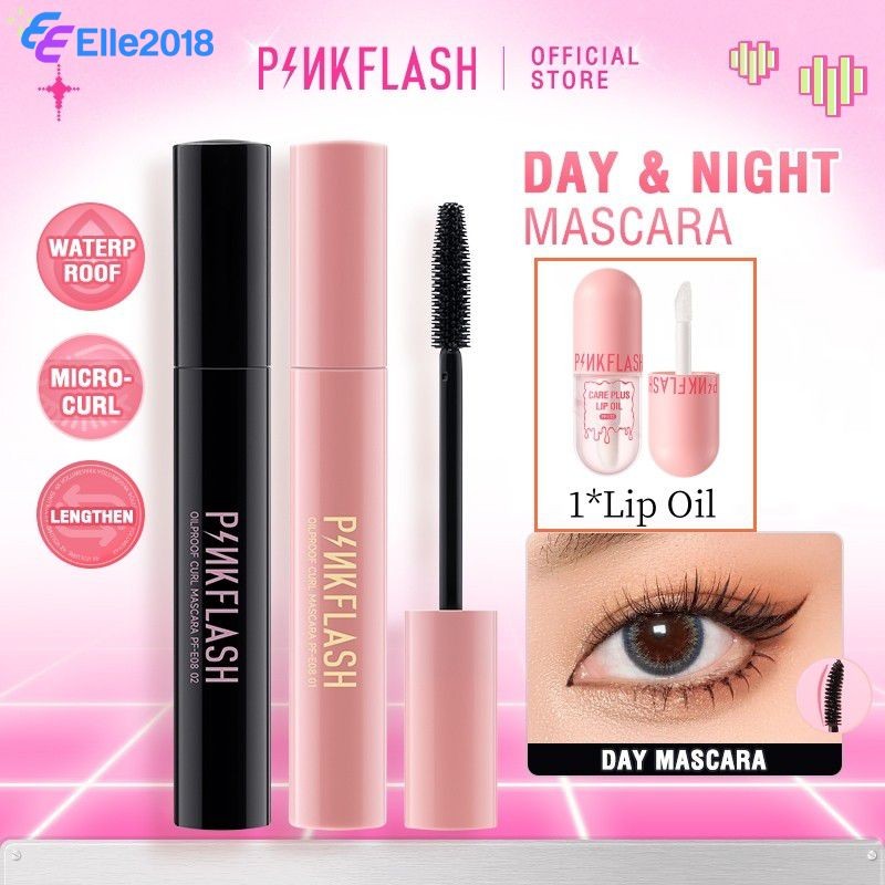 PINKFLASH 2PCS Máscara de cílios volumizadora à prova d'água, maquiagem natural de longa duração + 1 óleo labial [🛒Melhor preço, compre agora]