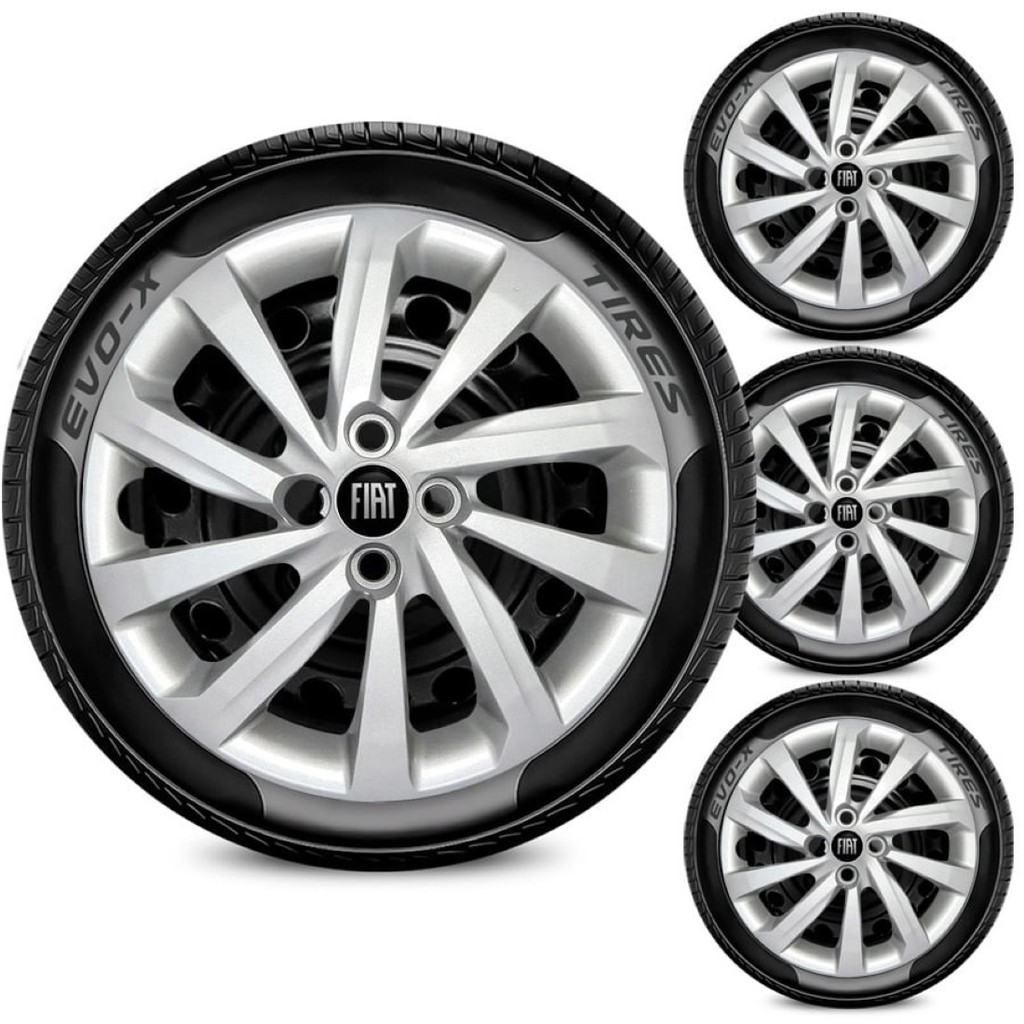 Jogo 4 Calotas Aro 14 4x100 Fiat Prata