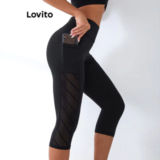 Lovito Legging esportiva casual com bolso liso para mulheres LNE73132