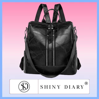 SHINYDIARY Mochila Bolsa Feminina GRANDE Escolar Trabalho Viagem Couro Sintéticos Reforçada Media