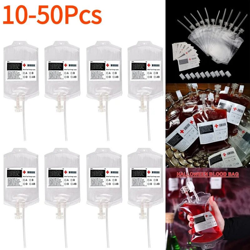 10-50Pcs 350ml Bolsa de Sangue de Halloween Bolsa de Bebida PVC Pacote de Energia Tema de Vampiro Zumbi Acessórios de Fe