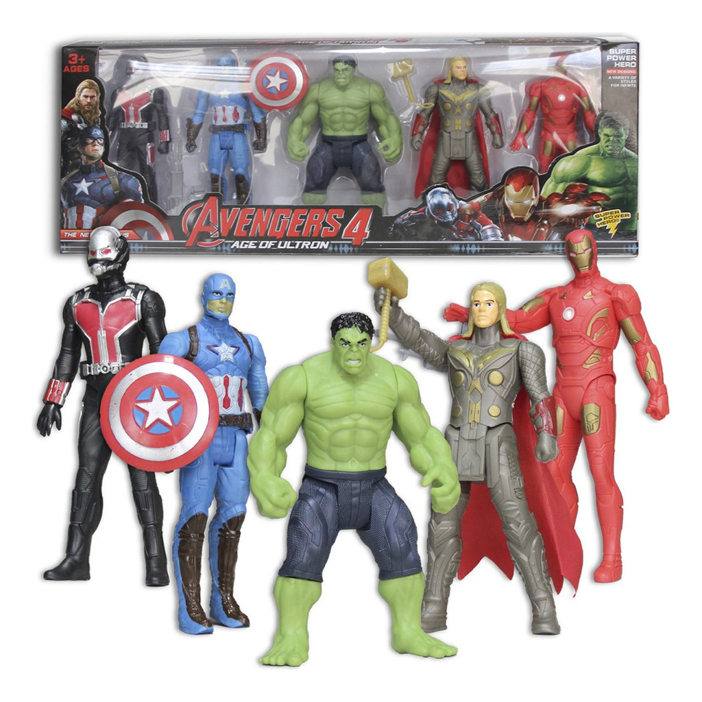 Kit 5 Brinquedo Marvel Vingadores Boneco Articulado 15cm | Shopee Brasil