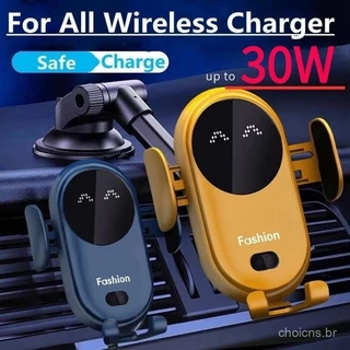 Carregador de Carro Sem Fio 30W Suporte para Telefone Compatível com iPhone 15 14 13 12 Pro Max 11 11 Pro X XR XS MAX 8