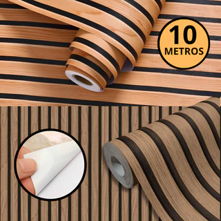 Papel de Parede 10x0,45 Metros Adesivo Painel Ripado Madeira Ripada À Prova D'Água Impermeável