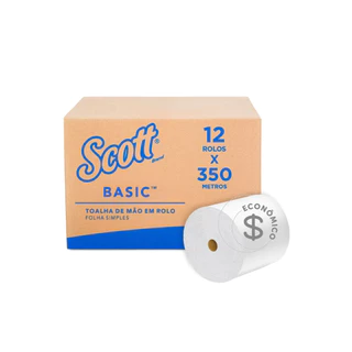 Papel Toalha Bobina Basic Folha Simples 12x20x350 Scott em Oferta na Shopee