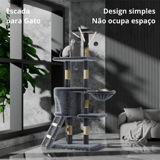 Mega Torre Arranhador Gato De Parede Vertical C/ Sisal Árvore com Cabana e Cama Até 20kg
