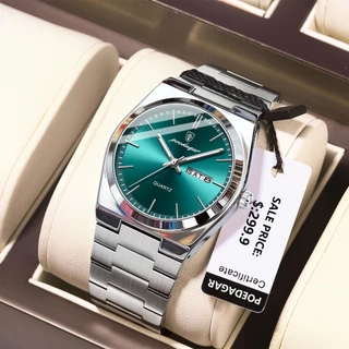 POEDAGAR Relógio Homem Luxo Quartzo Aço Inoxidável Para Semana Luminosa À Prova D'água Relógios Casuais De Pulso + Box