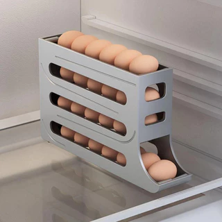 Porta Ovos 4 Andares Rolante em Plástico para Geladeira Organizador 20 a 30 Ovos