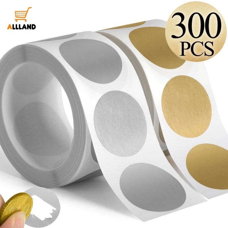 300Pcs/Roll Scratch Off Stickers-Adesivo De Rótulos De Forma Redonda-Feito À Mão Para Material De Festa De Raspadinha De Jogo